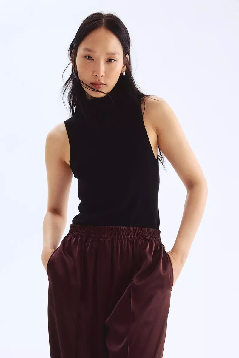 Wide crease-detail trousers