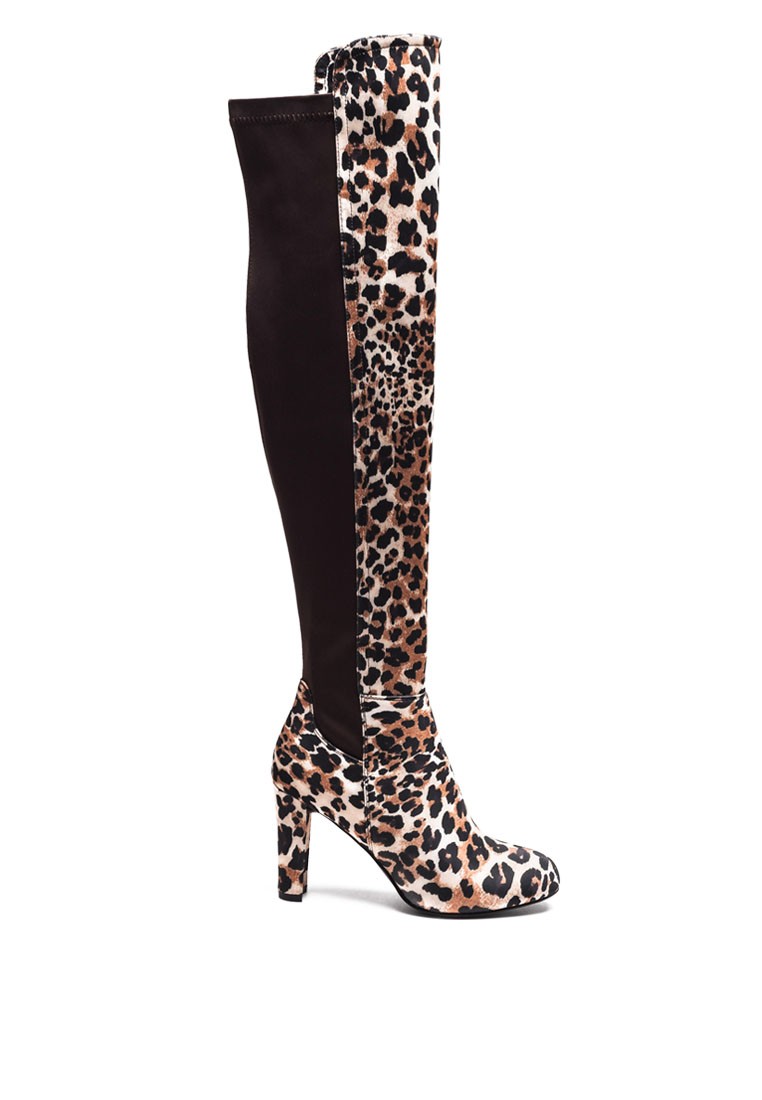 High Low Over The Knee Animal Print Boot