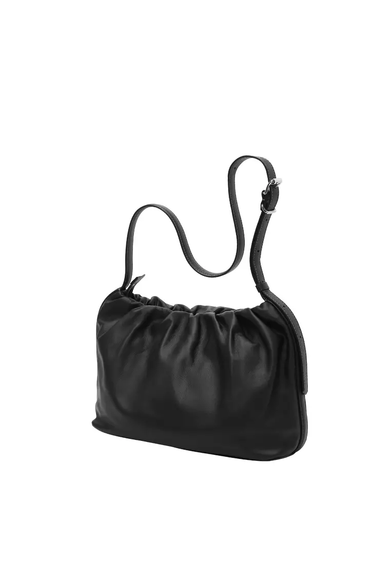 Scrunchie Zip Shoulder Bag - Black