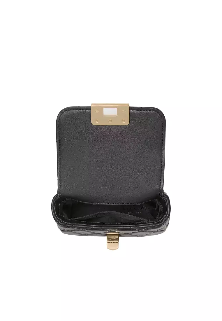 Kate Spade Carey Quilted Micro Flap Crossbody Bag In Black KJ956