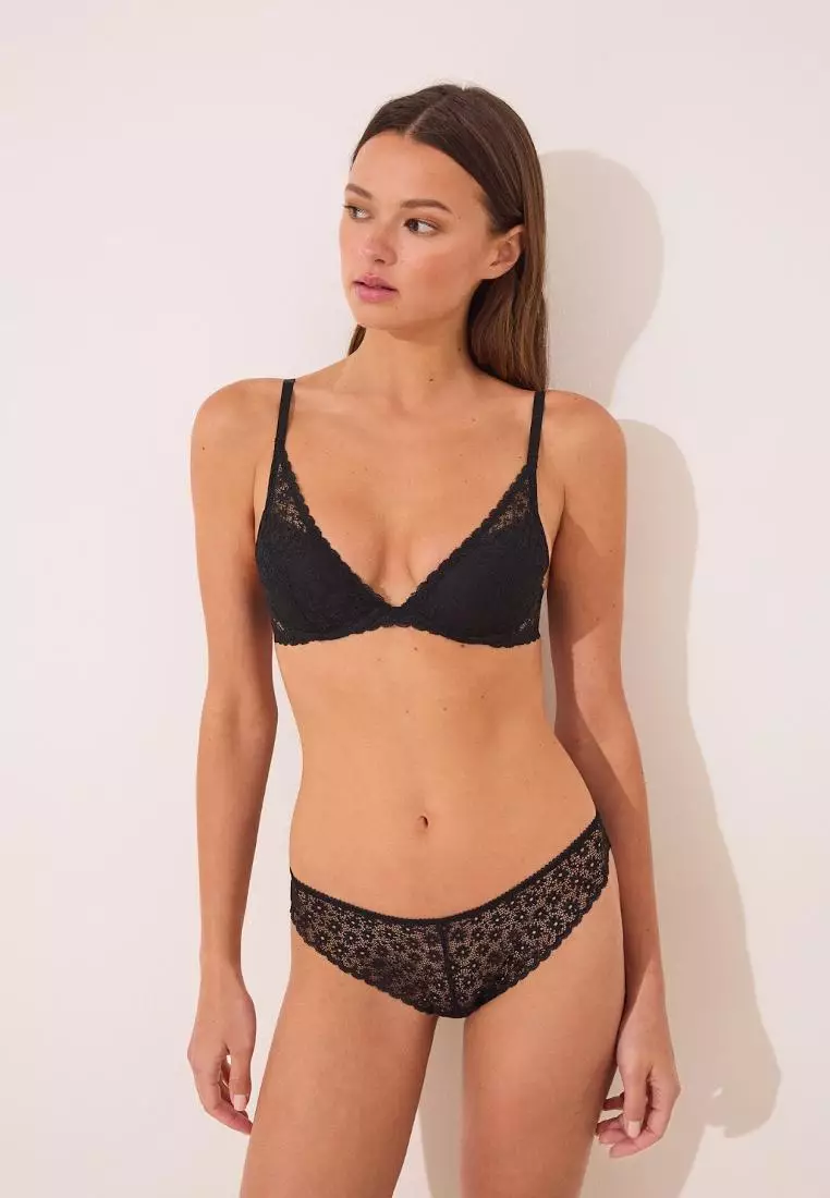 Beautiful Black Floral Lace Bra