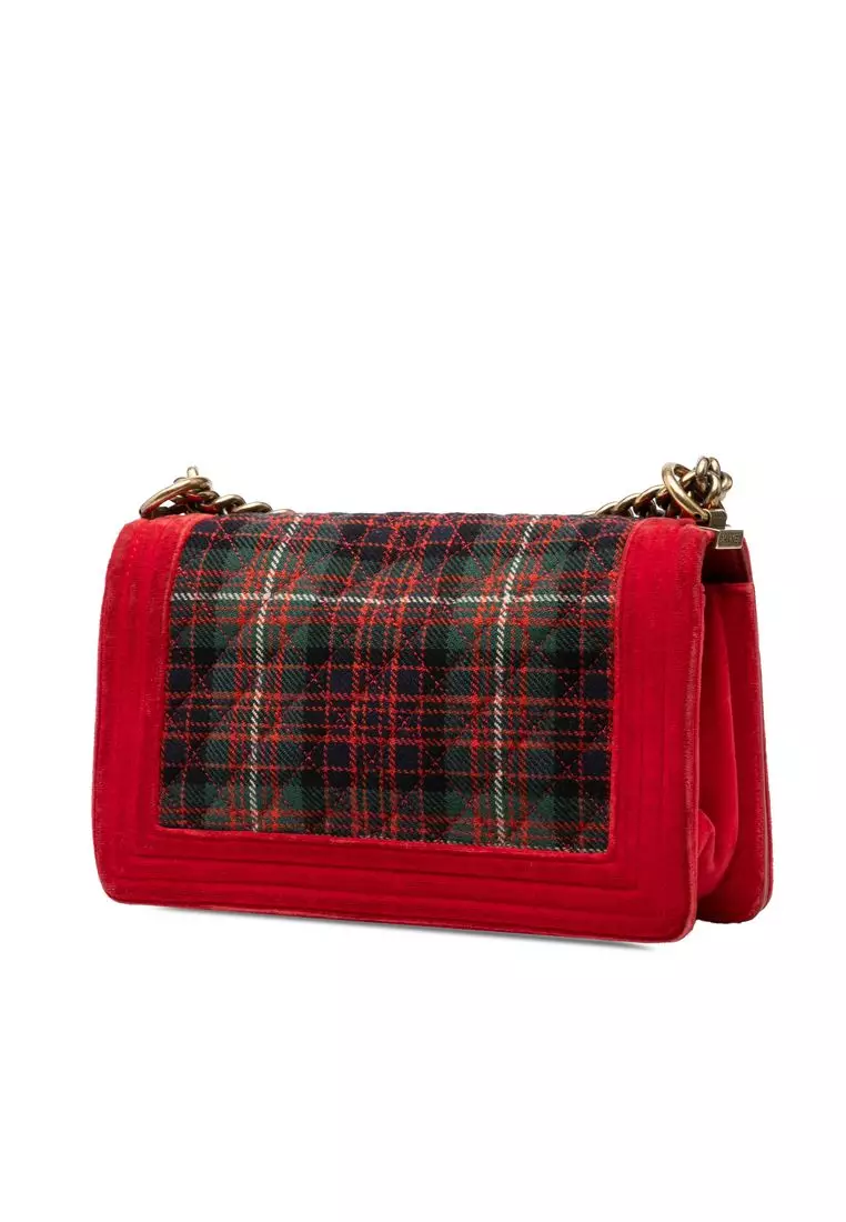 Pre-Loved Chanel Old Medium Quilted Tweed And Velvet Boy Flap