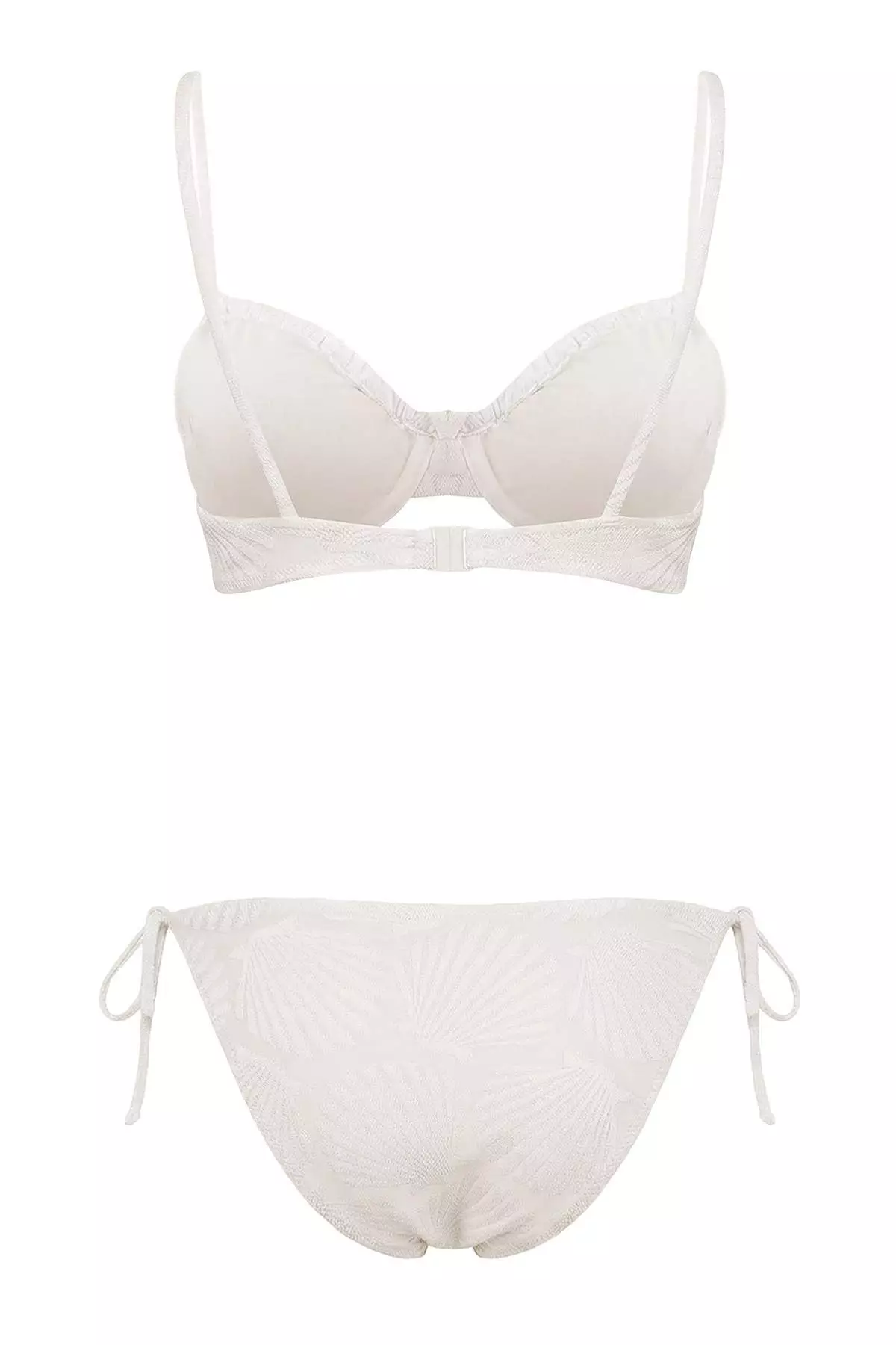 Ecru Tunnel Textured Balconette Covered Regular Waist Regular Bikini Set Tbess26Bt39
