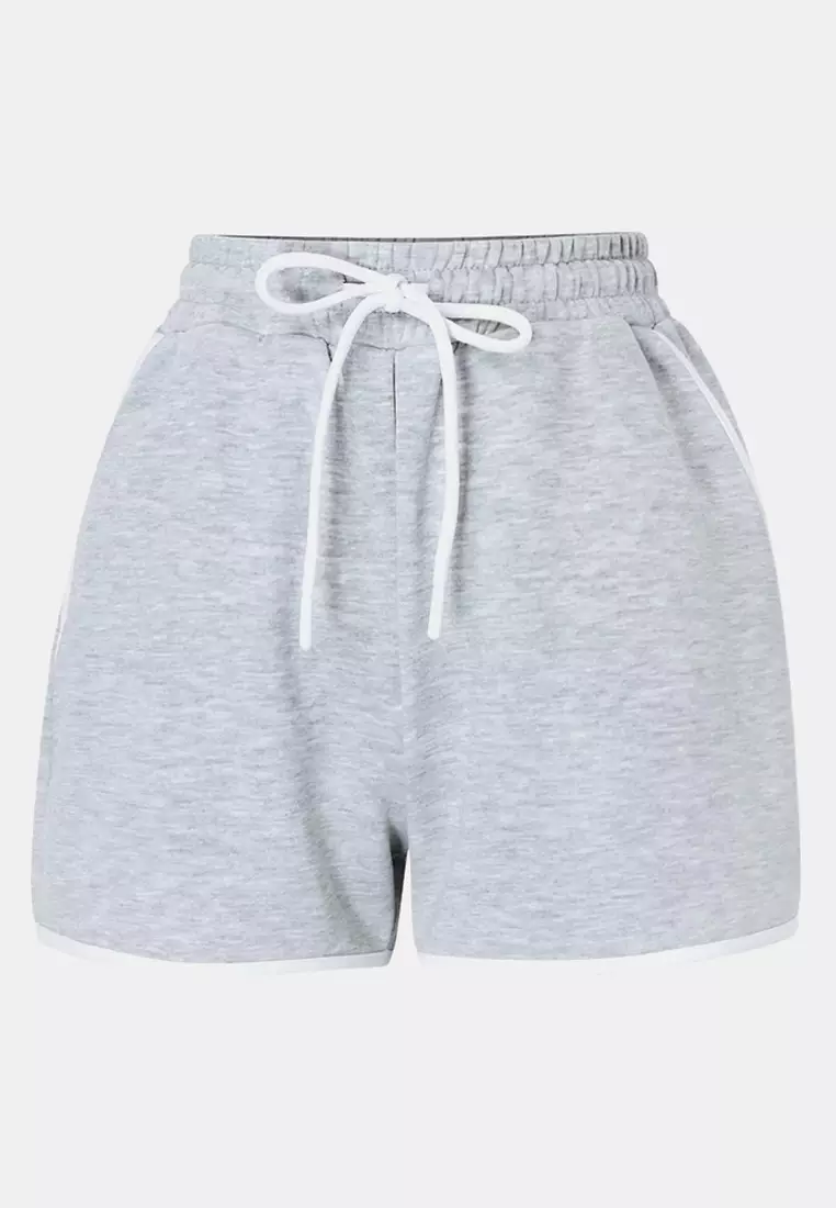Gray Melange Color Block Fitted/Fitted Pocketed Ribbed Stretchy Knitted Top And Bottom Set Twoss26Au81