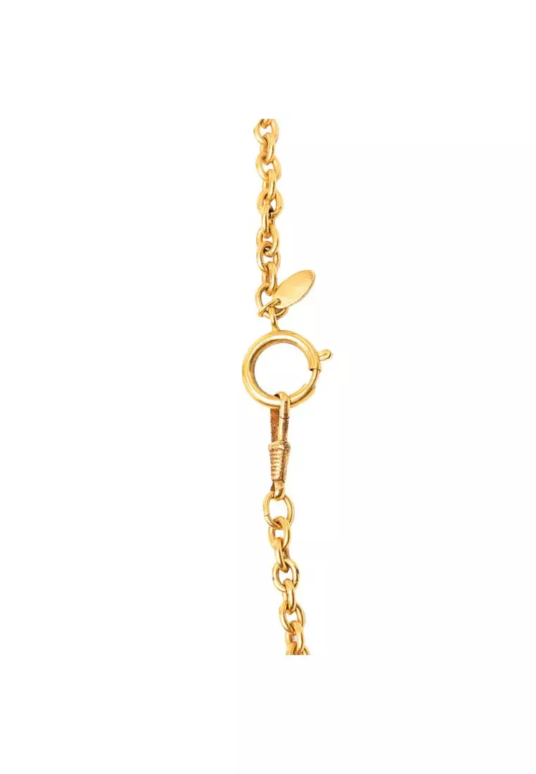 Pre-Loved Chanel Cc Gold Plated Rhombus Medallion Pendant Necklace