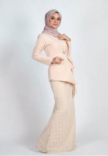 Buy SURIA WRAP KURUNG from Coudre Kuala Lumpur in yellow and gold and Beige at Zalora