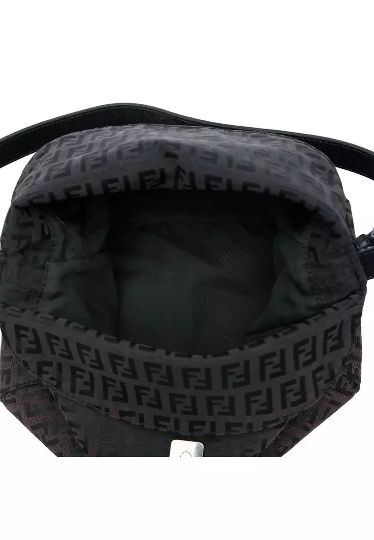 Pre-Loved Fendi Zucchino Canvas Double Flap Mamma