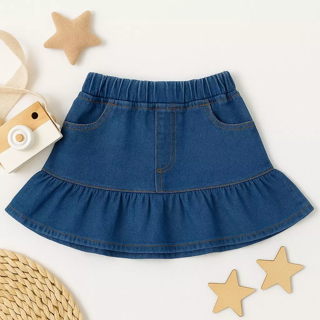Two Mix - Rok Bawahan Skirt Anak Perempuan Jeans Lucu - Rok Denim Anak Cewek Usia 1-8 Tahun Z01 Style B