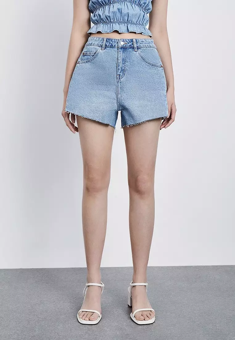 Raw hem deals denim shorts