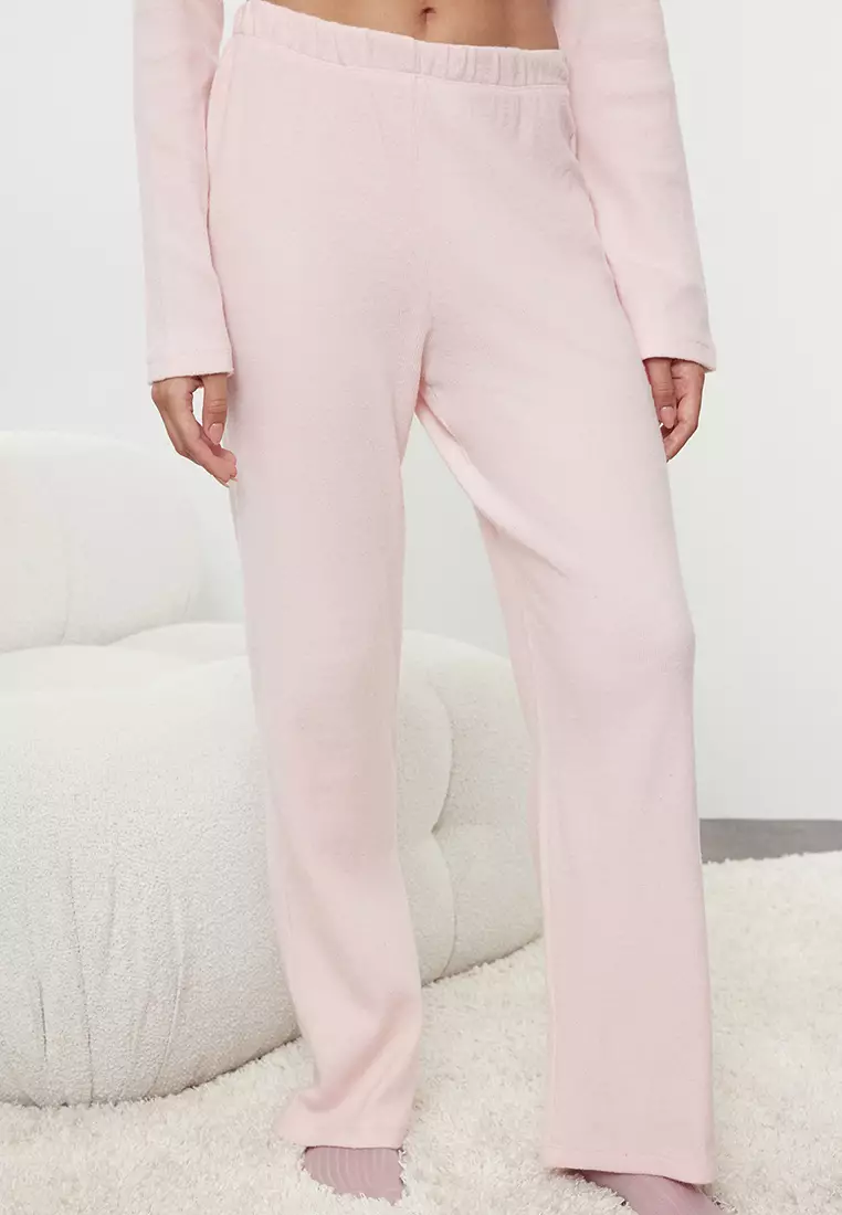 Brushed Soft Corded Cardigan Knitted Pajamas Set