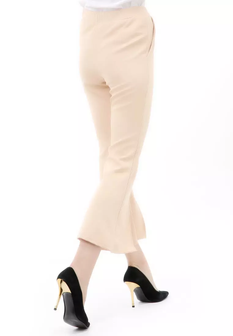 Jourel Long Pants Celana Panjang Casual Wanita Cutbray Split Comportable Material Scuba ORIGINAL - Cream