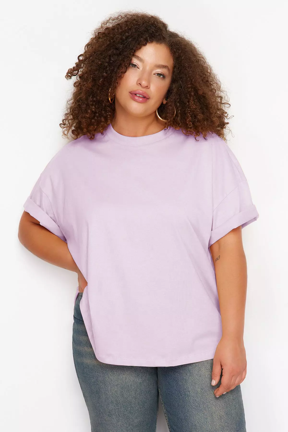 Plus Size Cotton Basic T-Shirt