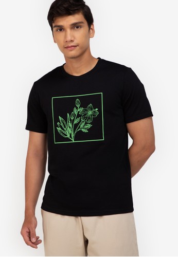 ZALORA BASICS black Floral T-Shirt 35969AA8F1B82FGS_1