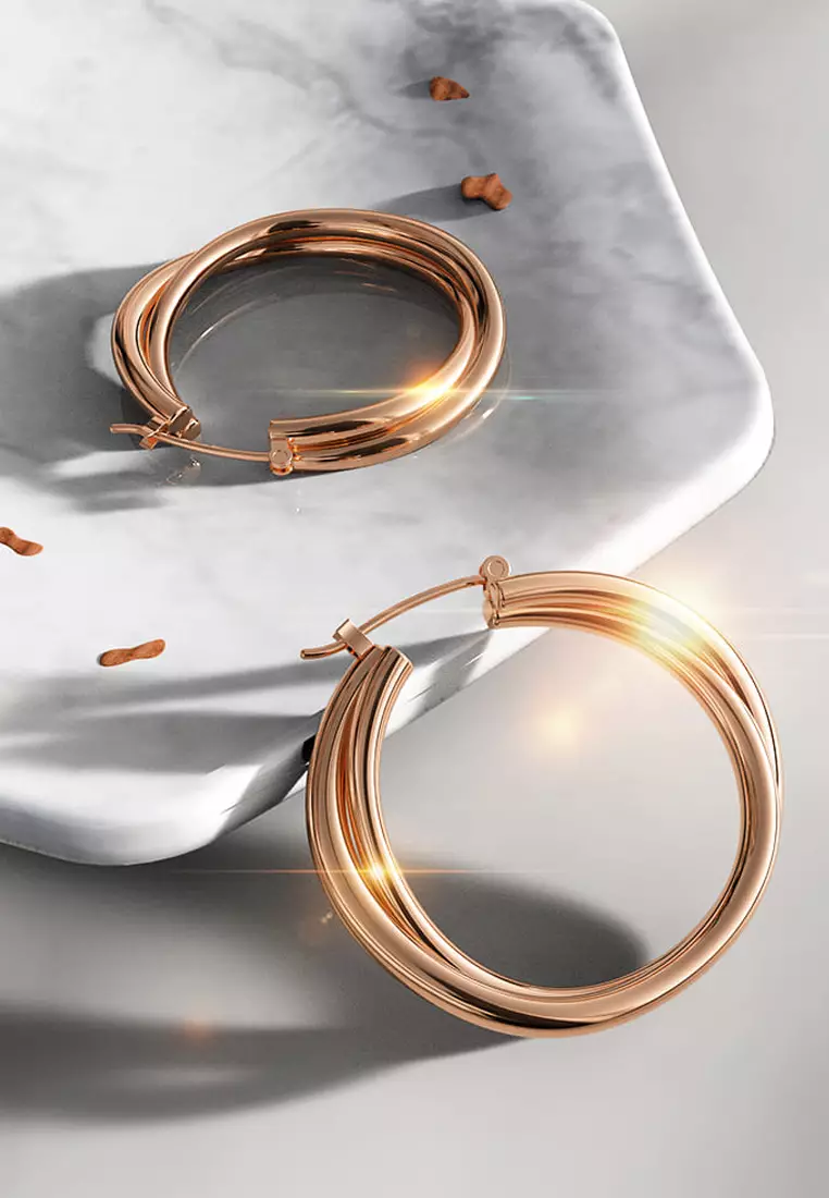 Subtle Hoop Rose Gold Layered Earrings