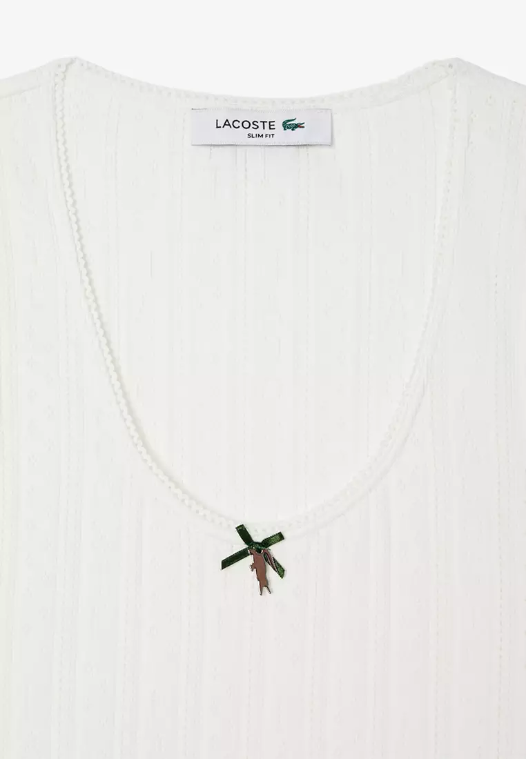 Slim Fit Pointelle Knit Cotton Tank Top