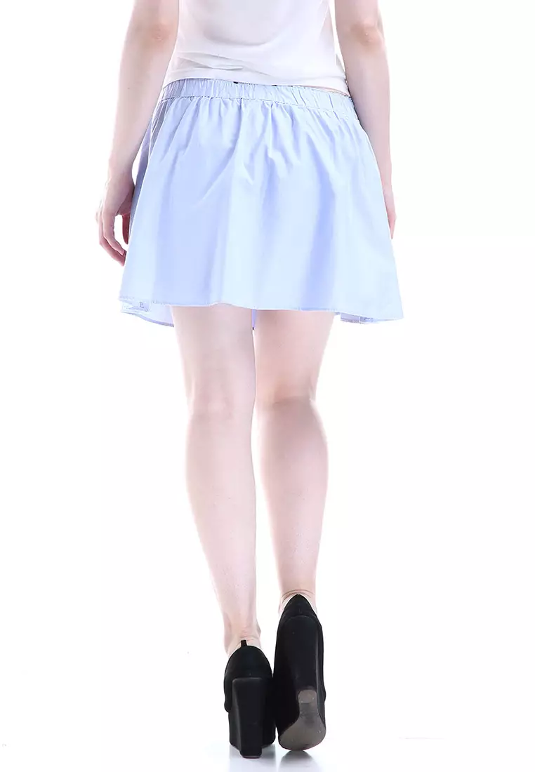 Audrina Emberland Short Skirt Motif Solid Bawahan Wanita Casual - Biru