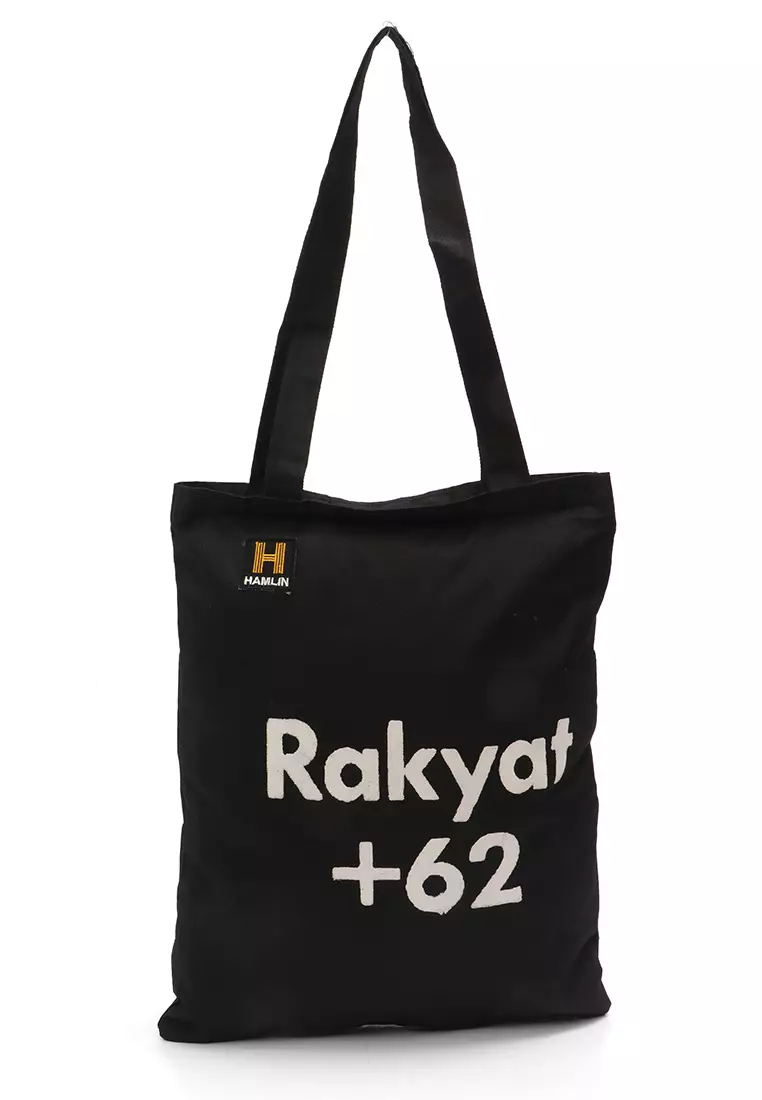 Eisr Totebag Unisex Casual Stylish Motive Rakyat Large Storage Material Sponbond ORIGINAL - Black
