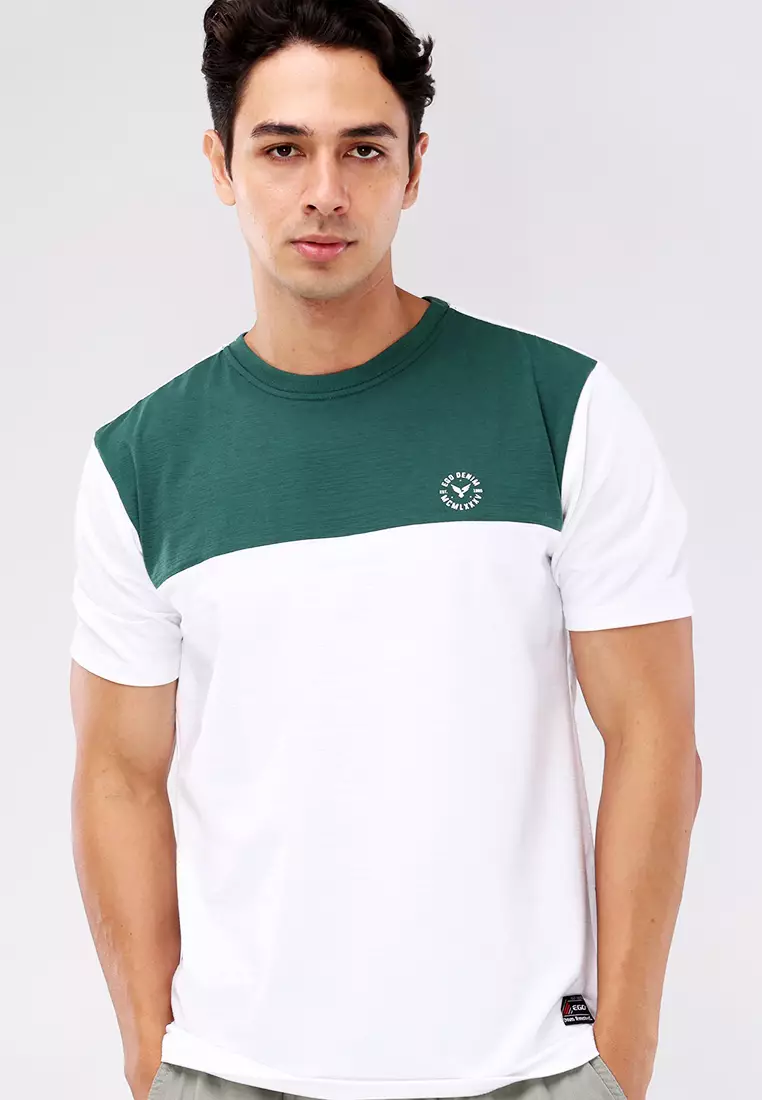 Round Neck Streaky Short Sleeves