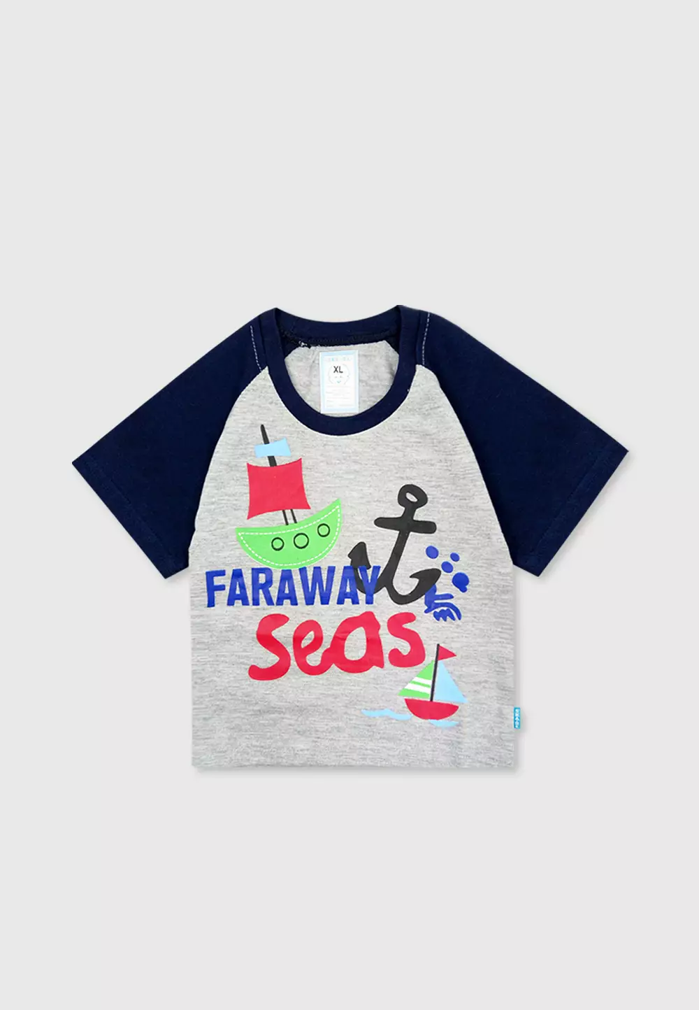 Wakakids Setelan Bayi Laki Laki Baju Lengan Pendek Anak Usia 12 Bulan Hingga 18 Bulan Set Celana Kaos Motif Anchor Sea 3094 Navy