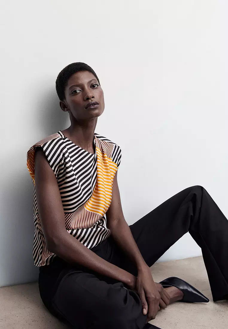 Printed Blouse With Shoulder Pads