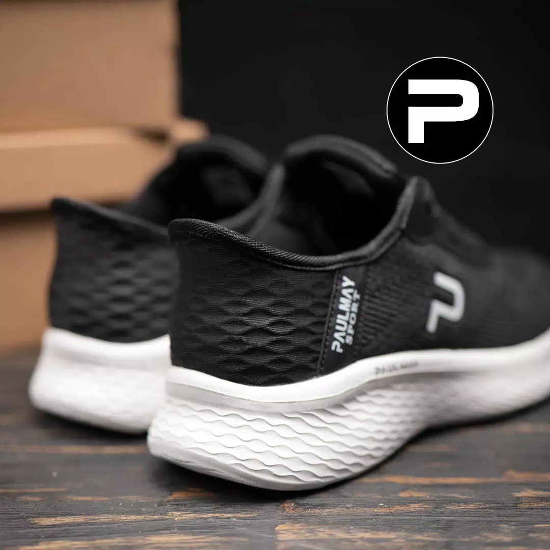 PAULMAY - Sepatu Sneakers Running Pria Go Run Black White