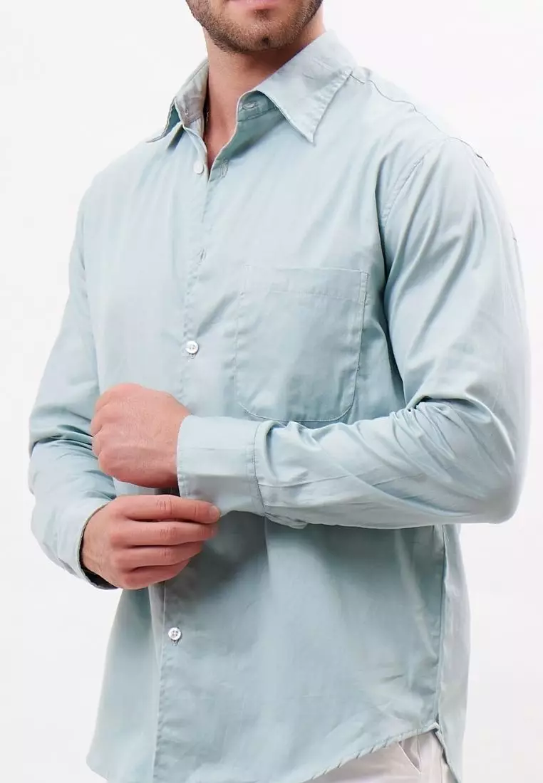 Palma Kemeja Panjang Pria Katun Organik Mint | Organic Cotton Long Sleeves Shirt Men Mint