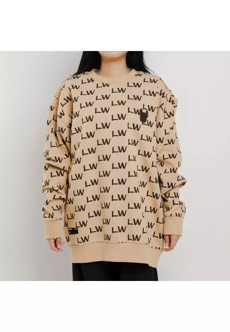 Jual LIFEWORK Swater LIFE WORK LW ALL OVER BLACK BEIGE SWEATSHIRT 100% ...