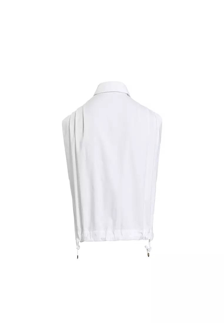 Sleeveless Cropped Button Blouse