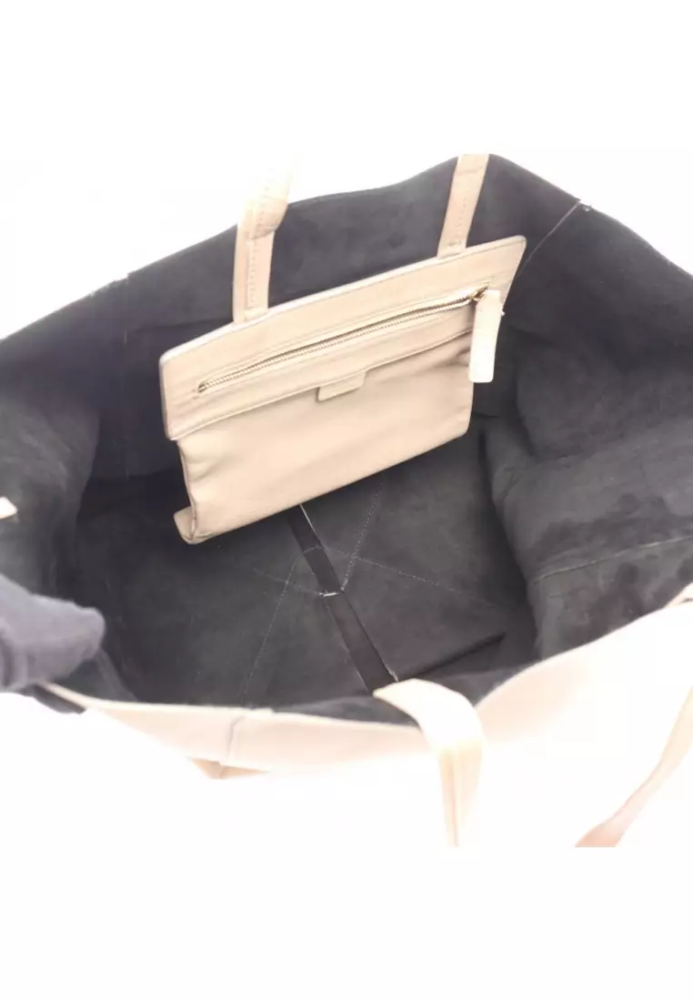 Pre-Loved Celine hippopotamus phantom Handbag tote bag leather Gray beige