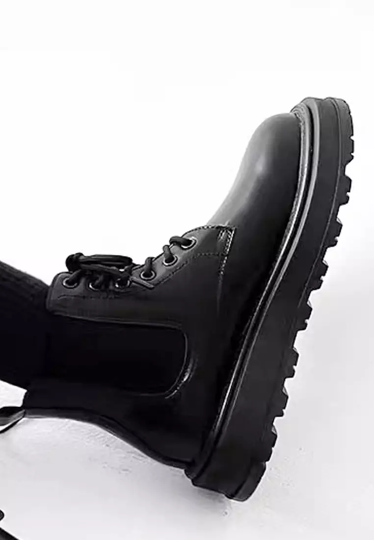 Elegant cowhide Bootlace short Martin boots