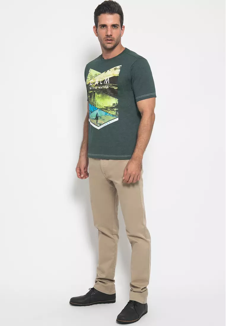 Johnwin - Slim Fit - Kaos Casual Active - Calm Wild Nature - Hijau