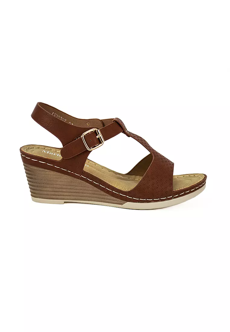 Discount on Mario D' boro Runway  shoes - SKU: Women's Wedge Sandals LW 22397 Dark Brown