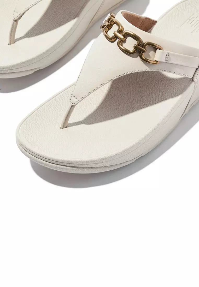 LULU Women's Square-Chain Leather Toe-Post Sandals - Paris Beige (E1I-A99)