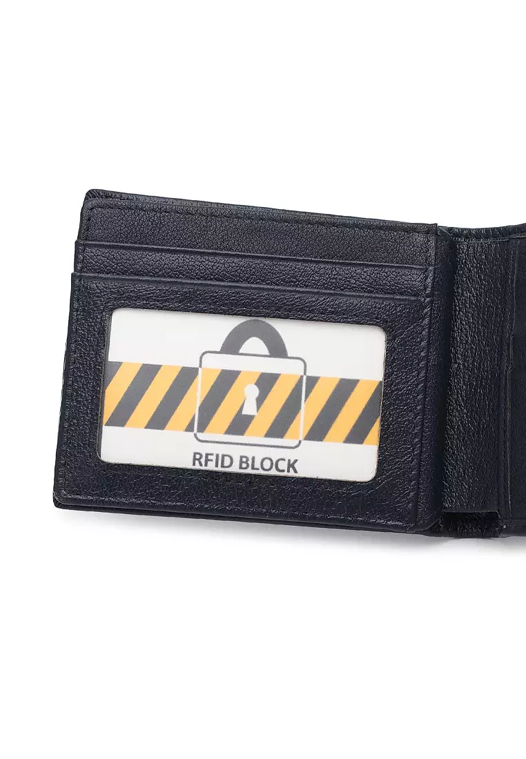 Men's Genuine Leather RFID Blocking Fortune Wallet (Genuine 皮具錢包) - 蓝色