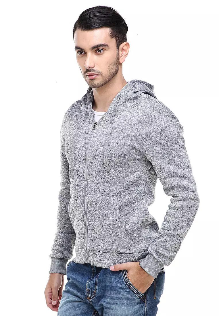 Clover Jaket Sweater Hoodie Polos Pria Casual Plain Jacket Material Polyester ORIGINAL - Gray