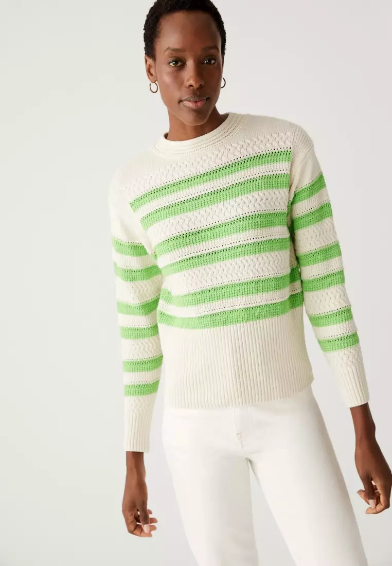 Striped crew neck jumper store