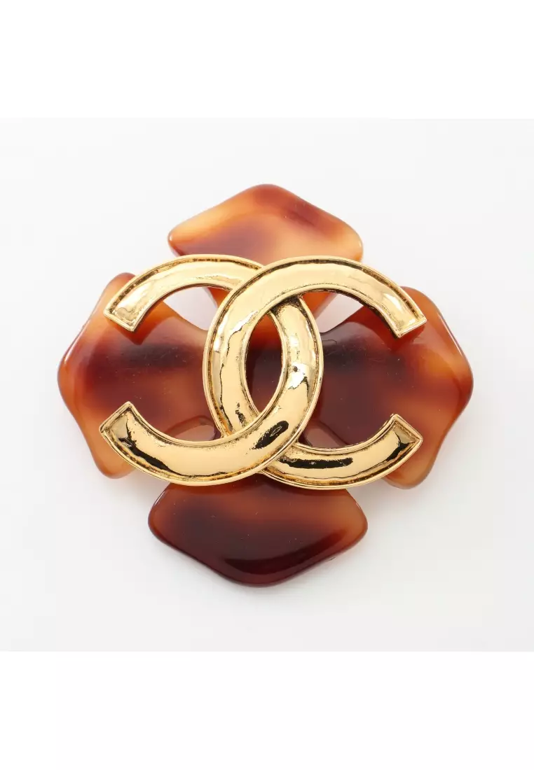 Buy Chanel Pre loved Chanel coco mark brooch GP gold Brown