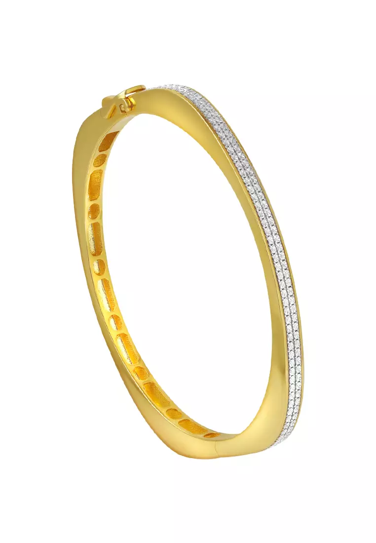 TOMEI Diamond Cut Collection Row Bangle, Yellow Gold 916
