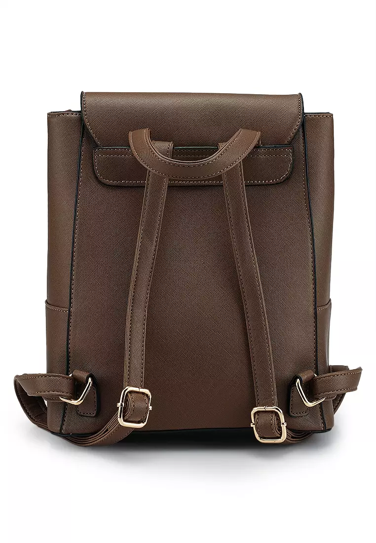 Saffiano Backpack With Flap Over