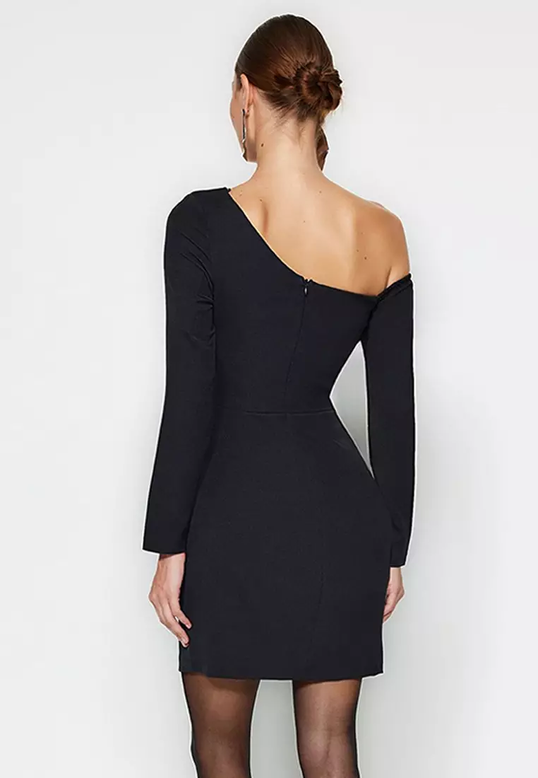 Fitted Long Sleeves Mini Dress