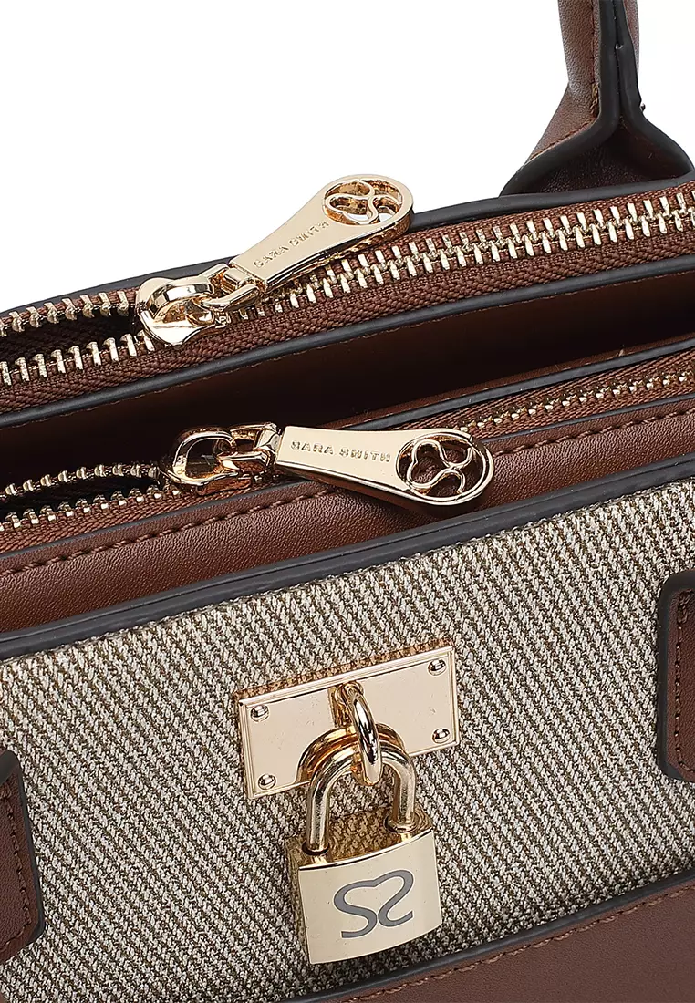 Women's Top Handle Bag / Sling Bag / Crossbody Bag / Shoulder Bag (Tas Tangan Wanita / Tas Selempang Wanita / Tas Bahu Wanita) - Krem