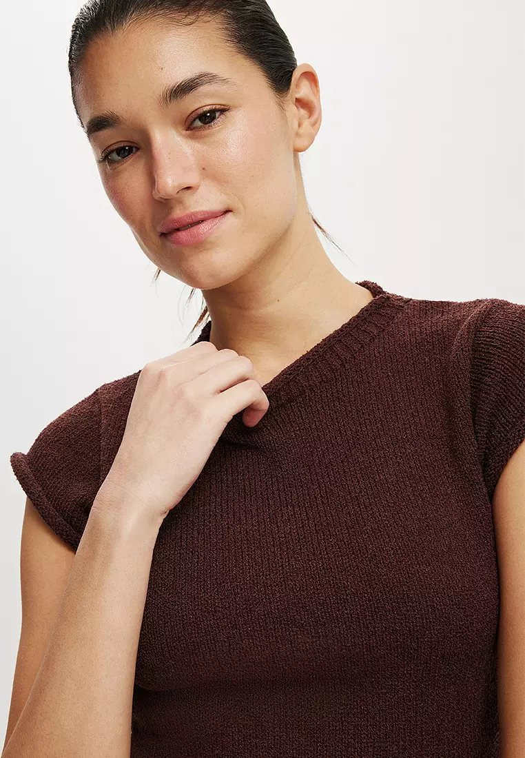 紋理短袖針織上衣