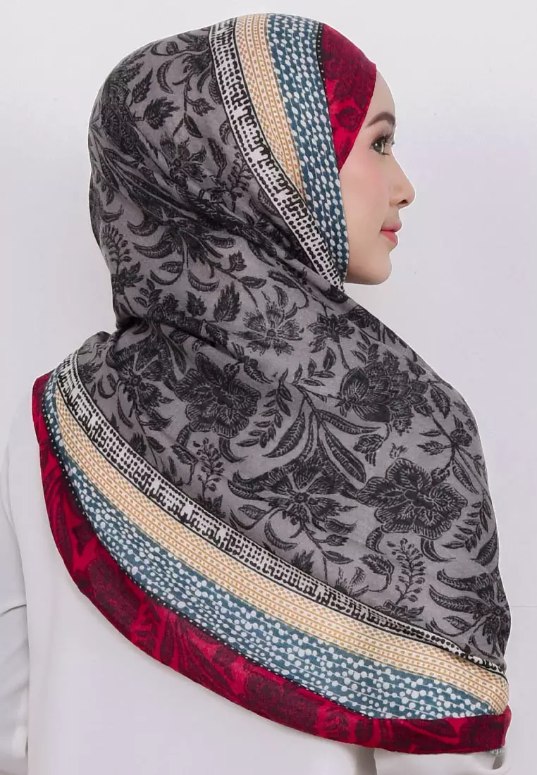 Diora Cotton Viscose Pashmina Hijab Black & Red