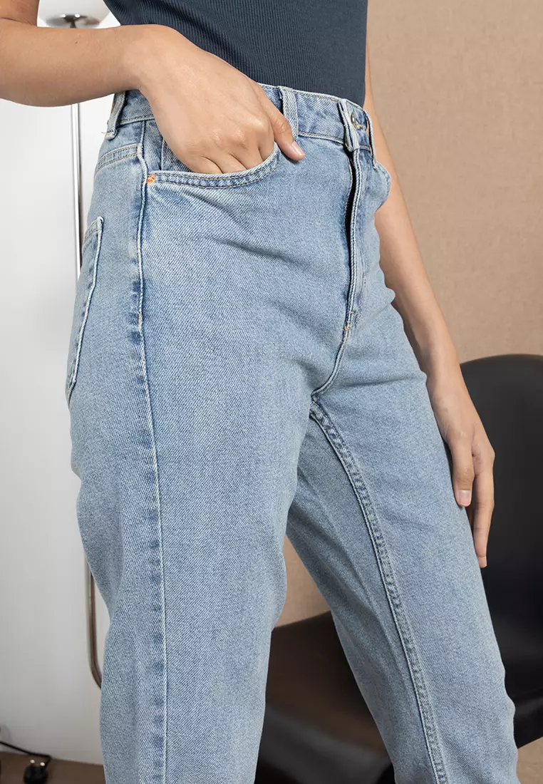 Topshop light blue mom jeans on sale