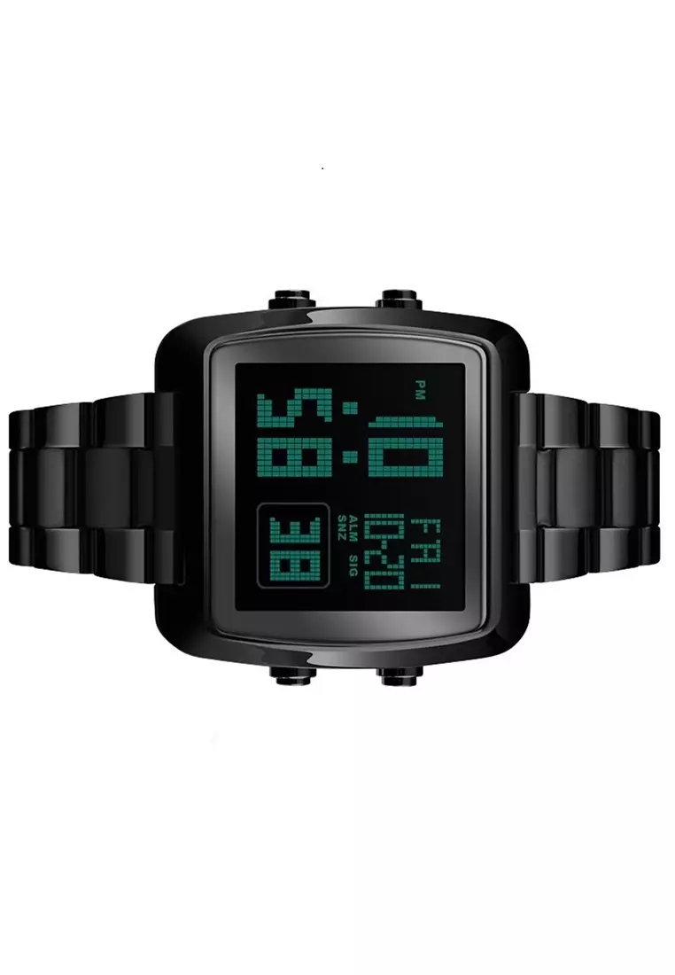 Jam Tangan kasual Modern Digital Pria Waterproof 30m Strap Tali Material Stainless Steel AT43 ORIGINAL