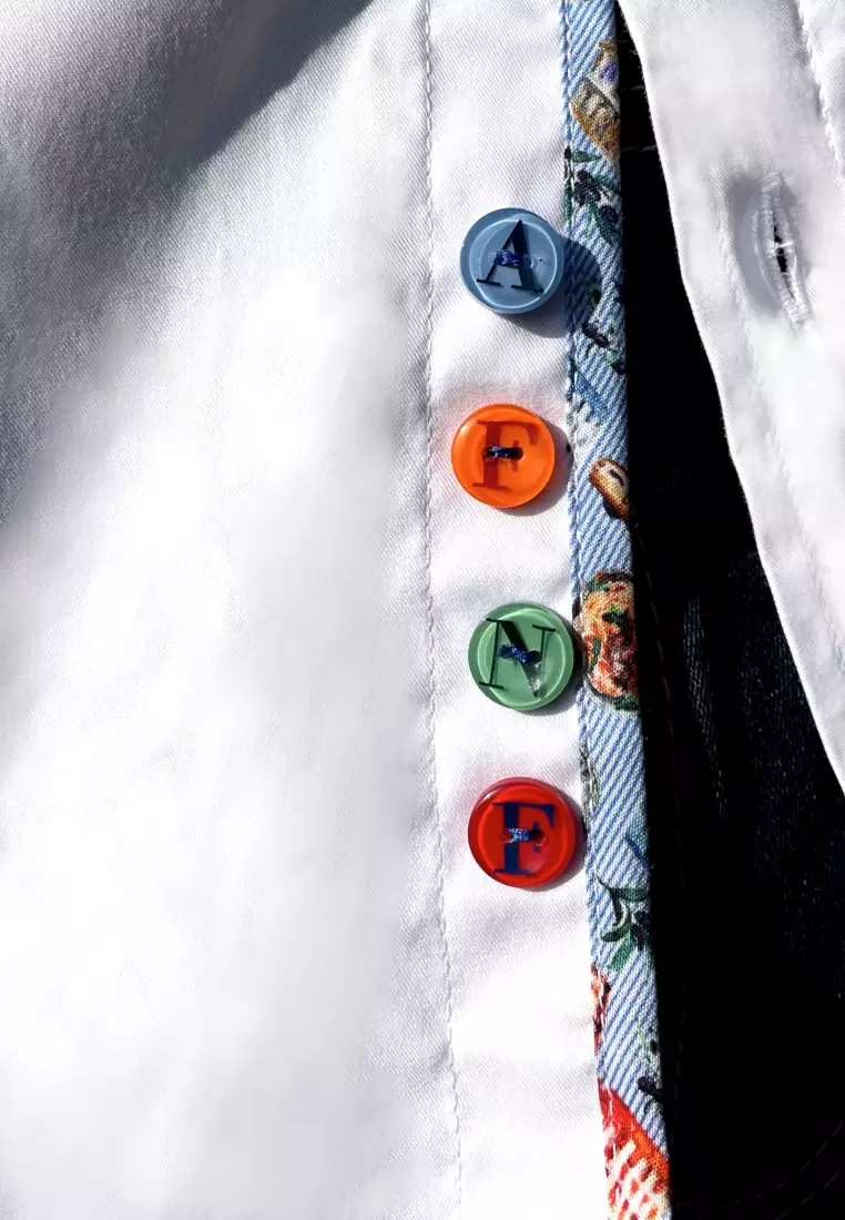 Stretchable Light Blue Long Sleeve Shirt with Printed Design Inside