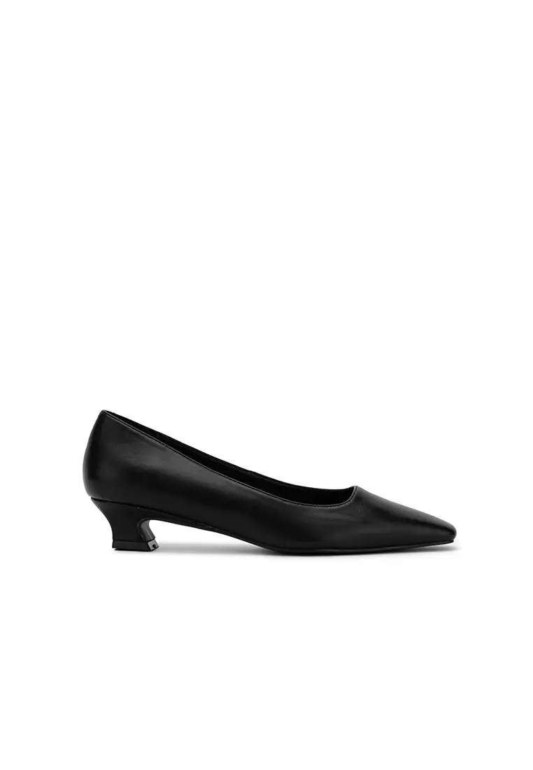 SQUARE TOE SCULPTURE HEEL PUMP 素面方頭底跟鞋