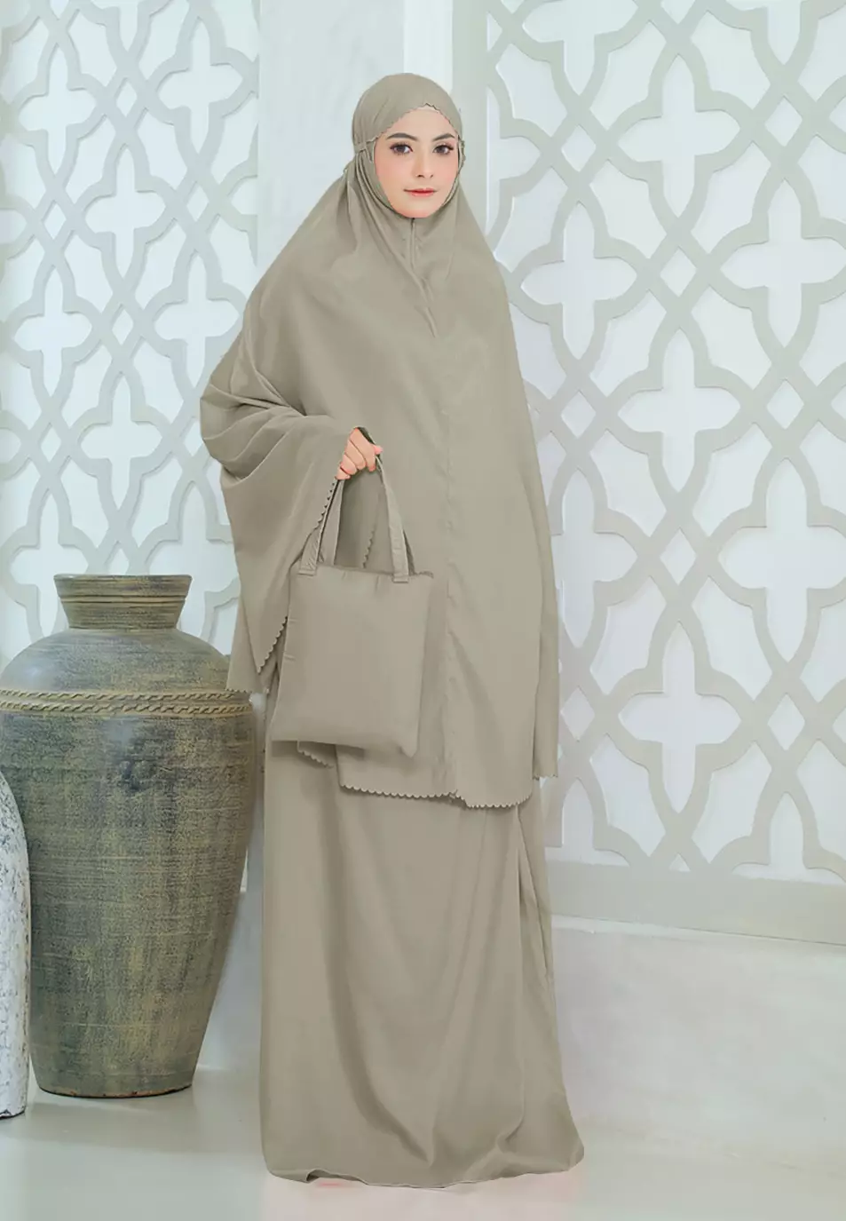 Zelena - Mukena Basic Sabira Lasercut 2in1 Prayer Set - Dewasa