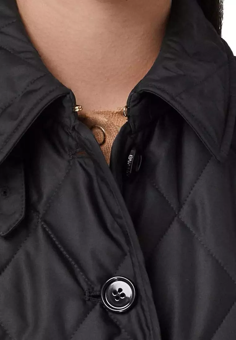 Burberry women's quilted button trench jacket black store