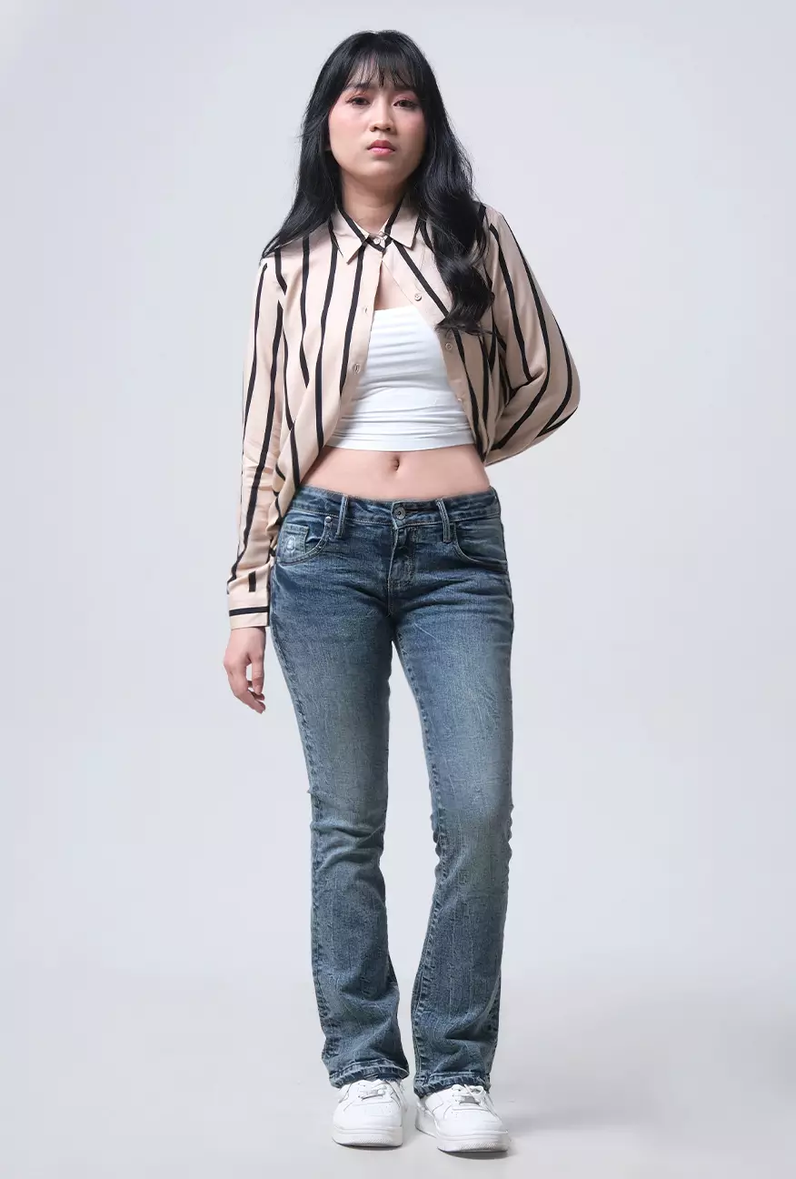 Celana Jeans Wanita Bootcut K3 Medium Blue